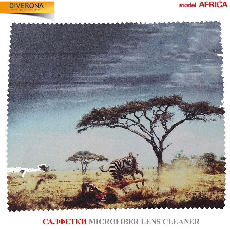 Cloth for glasses from microfiber material, dense material AFRICA - картинка 1