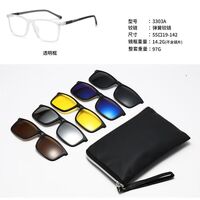 TR90/PC plastic frame + 5 polarized sun protection magnet clip-on set + leather bag El Dorado EL3303A
