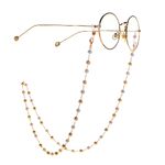 Gold-colored metal non-slip chain, with gold and frosted pearl balls, for glasses and masks GL989