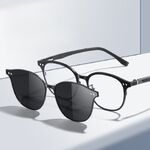 Metal Blue Ray Cut protection frame with spring hinges + magnet sunshade clip-on 7022-GT