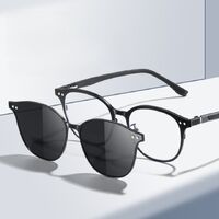 Оправа металлическая с защитой от синего света с флексом + магнитная солнцезащитная насадка (клипон) 7022-GT