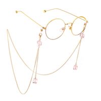 Металлическая нескользящая цепочка золотого цвета, с подвеской розовый кристалл, для очков и масок GL551