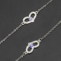 Silver-colored metal non-slip chain, with heart and rhinestone, for glasses and masks GL230