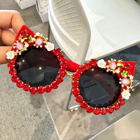 Plastic PC cat-eye sunglasses with rhinestones 
