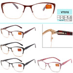 Women's metal eyeglasses with flex hinges Vizzini V7015, Diopters: +1.00 to +4.00 (step 0.25); -1.00 to -8.00 (step 0.5), white lens