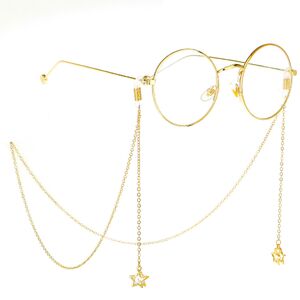 Metal non-slip chain, with pendant five-star zircon, for glasses and masks GL218