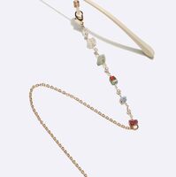 Gold-colored metal non-slip chain, with pearl beads and color crystal, for glasses and masks GL1702