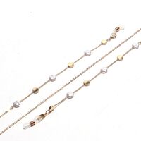 Gold-colored metal non-slip chain, with round pearl, for glasses and masks GL1440