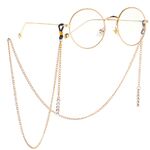 Gold-colored metal non-slip chain, with rhinestone pendant, for glasses and masks GL016
