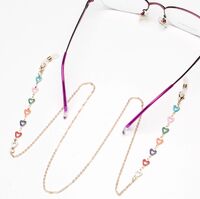 Gold-colored metal non-slip chain, with colorful heart, for glasses and masks GL1897