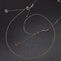 Металлическая нескользящая цепочка золотого цвета, с подвеской розовый кристалл, для очков и масок GL551