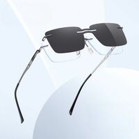 Оправа безрамочная металлическая мужская + магнитная солнцезащитная насадка (клипон) 7202-2-GT