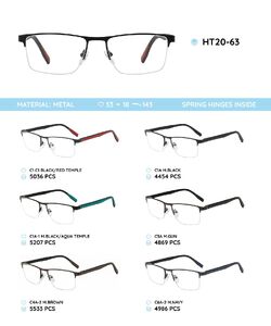 Металлическая оправа с дужками из материала TR-90 HT20-63