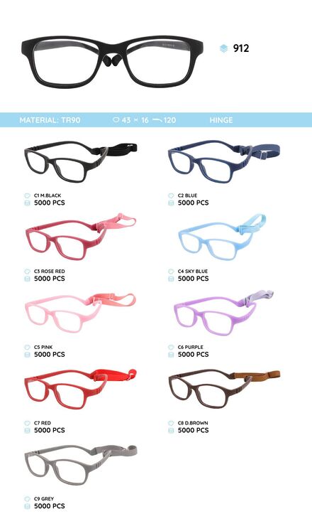 TR90 plastic eyeglasses frame for kids 912TR