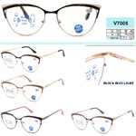 Women's metal eyeglasses with flex hinges Vizzini V7005 BLUE BLOCK LIGHT Diopters: +0.75 to +6.00 (step 0.25); -1.00 to -8.00 (step 0.25)