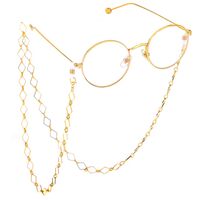Gold-colored metal non-slip chain, with square diamond, for glasses and masks GL486