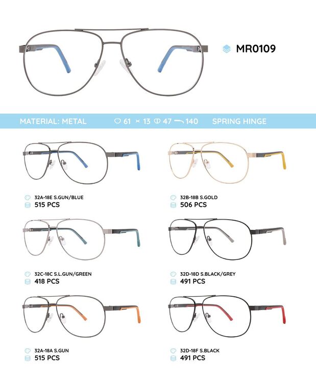 Металлическая оправа с дужками из пластика TR-90 с флексом MR0109