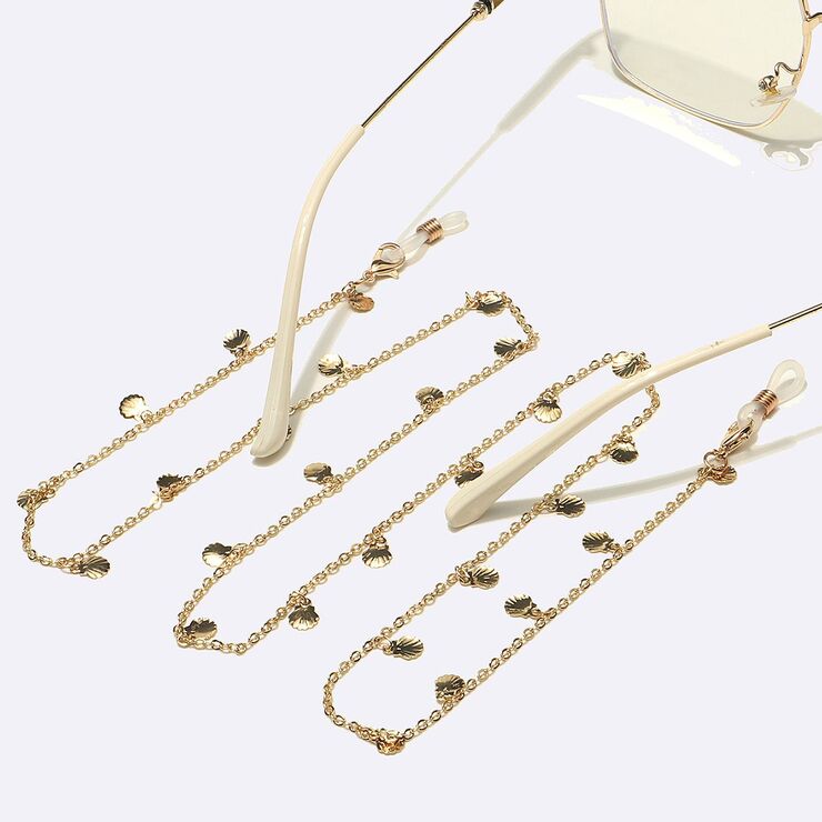 Gold-colored metal non-slip chain, with cooper shell, for glasses and masks GL1462