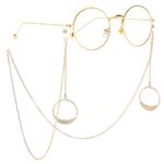 Gold-colored metal non-slip chain, with circle pendant, for glasses and masks GL005