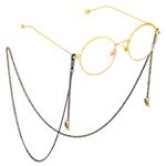 Black-colored metal non-slip chain, with pendant butterfly, for glasses and masks GL674