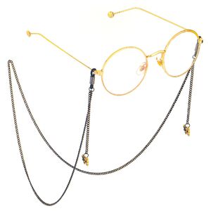 Black-colored metal non-slip chain, with pendant butterfly, for glasses and masks GL674