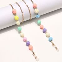 Gold-colored metal non-slip chain, with color flower, for glasses and masks GL1450