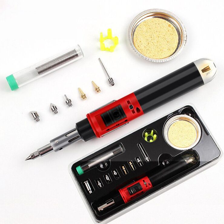 Soldering kit, 12 items, with gas soldering pen VA-105K