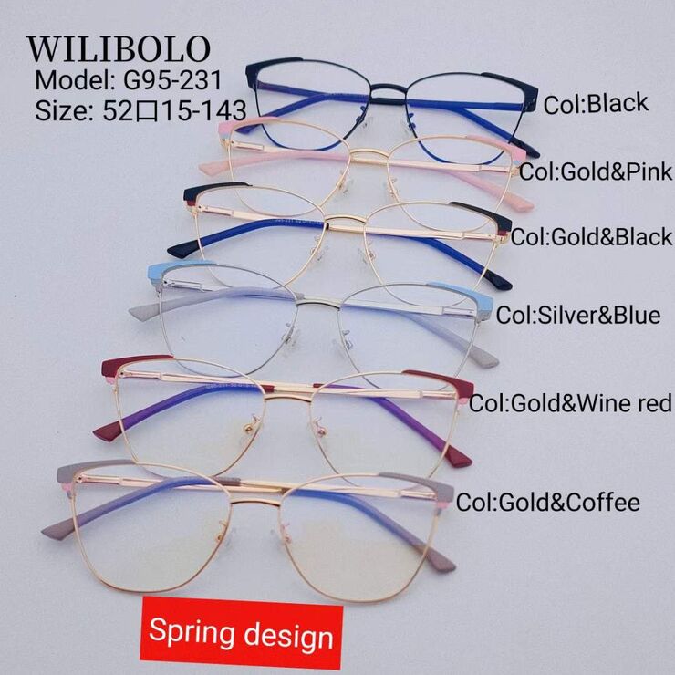 Metal ultrathin frames Wilibolo, with spring hinges G95-231