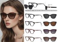 Оправа для очков пластиковая TR90+CP с защитой от синего света, с флексом + поляризационная солнцезащитная насадка (клипон) Leke LK8846