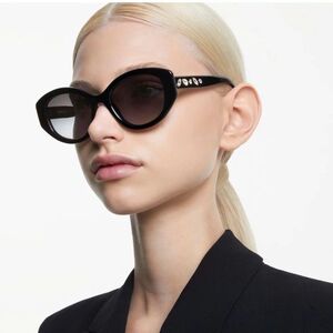 Пластиковые женские солнцезащитные очки овальной формы с искусственными бриллиантами Elit 2426-EL