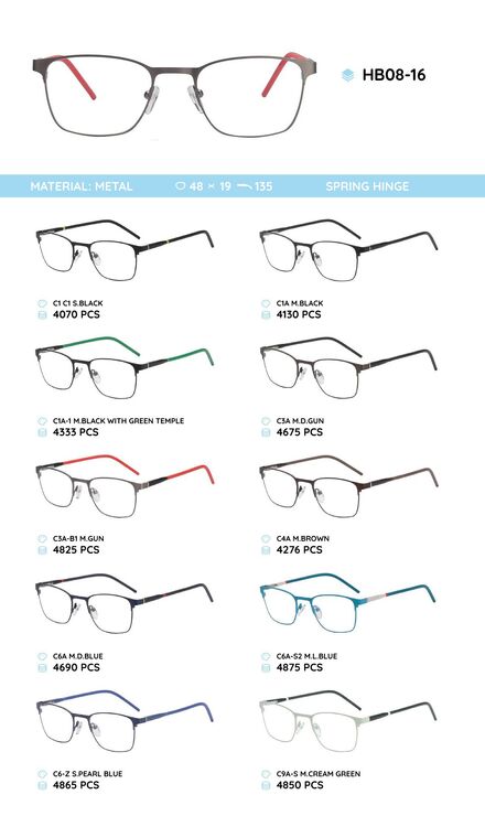 Металлическая оправа с дужками из материала TR-90 HB08-16