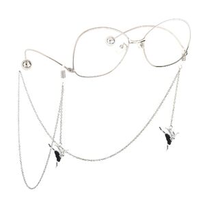 Металлическая нескользящая цепочка серебряного цвета, с подвеской ангел-танцор, для очков и масок GL613