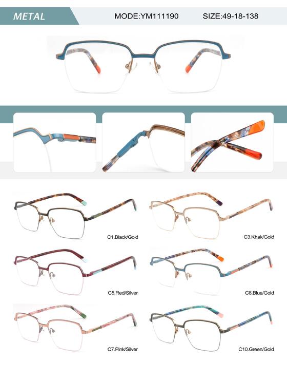 Metal nylor frame for women with spring hinges YM111190-DA