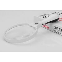 Magnifier with universal backlight, magnifying glass with handle 607B-XX, diameter 127 mm, magnification: 2Х, 4Х, 25Х