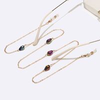 Gold-colored metal non-slip chain, with water drop crystal, for glasses and masks GL1540