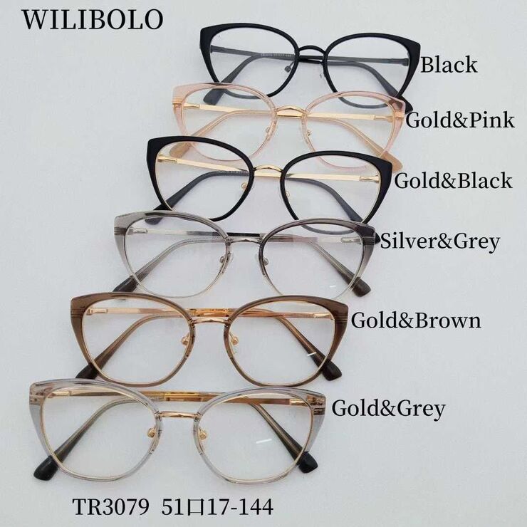 Metal + TR90 plastic ultrathin women's frames with spring hinges Wilibolo TR3079