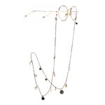 Gold-colored metal non-slip chain, with crystal, for glasses and masks GL1018