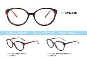 Plastic acetate eyeglasses frame for women with spring hinges WD4298