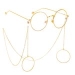 Metal non-slip chain, with pendant geometric round, for glasses and masks GL374