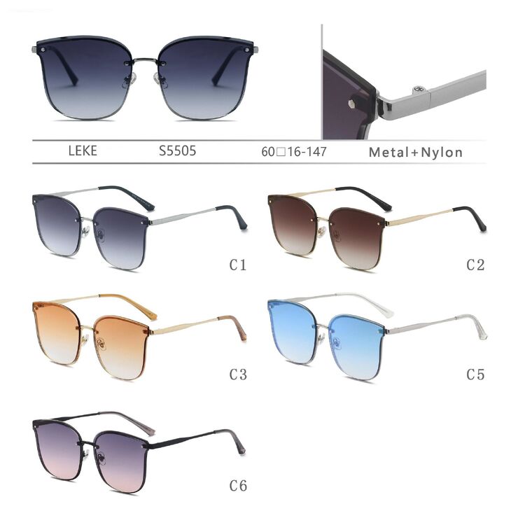 Солнцезащитные поляризационные женские металлические очки с нейлоновыми линзами Leke S5505