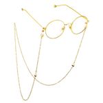 Gold-colored metal non-slip chain, with pearls and rhinestones, for glasses and masks GL624