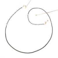 Металлическая нескользящая цепочка золотого и черного цвета, с черными жемчужинами, для очков и масок GL780