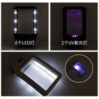 Portable pocket magnifier with backlightt and UV light TH8017, size: 62*100 mm, magnification: 3X