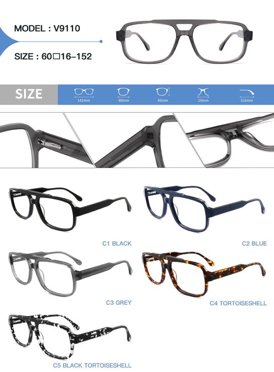 Plastic acetate frame for glasses with spring hinges Big City V9110