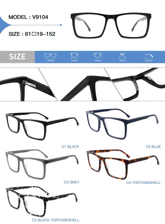 Plastic acetate frame for glasses with spring hinges Big City V9104