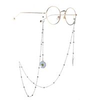 Silver-colored metal non-slip chain, with daisy and beads, for glasses and masks GL1041