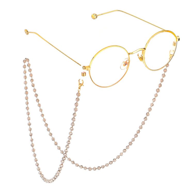 Metal non-slip chain, with gray crystal, for glasses and masks GL722