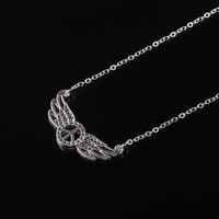 Silver-colored metal non-slip chain, with wings of peace, for glasses and masks GL207
