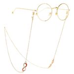 Gold-colored metal non-slip chain, with number 8 with rhinestone, for glasses and masks GL259