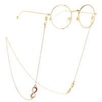 Gold-colored metal non-slip chain, with number 8 with rhinestone, for glasses and masks GL259